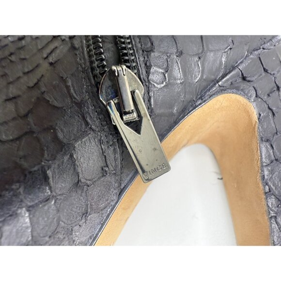 Vince Sierra Peep Toe Bootie Black Textured Python Pattern Heel Size 38 7.5 US - Picture 7 of 13
